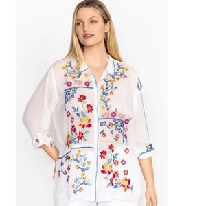 NEW JOHNNY WAS Zodea Almeria Embroidered Blouse, Size PXXL